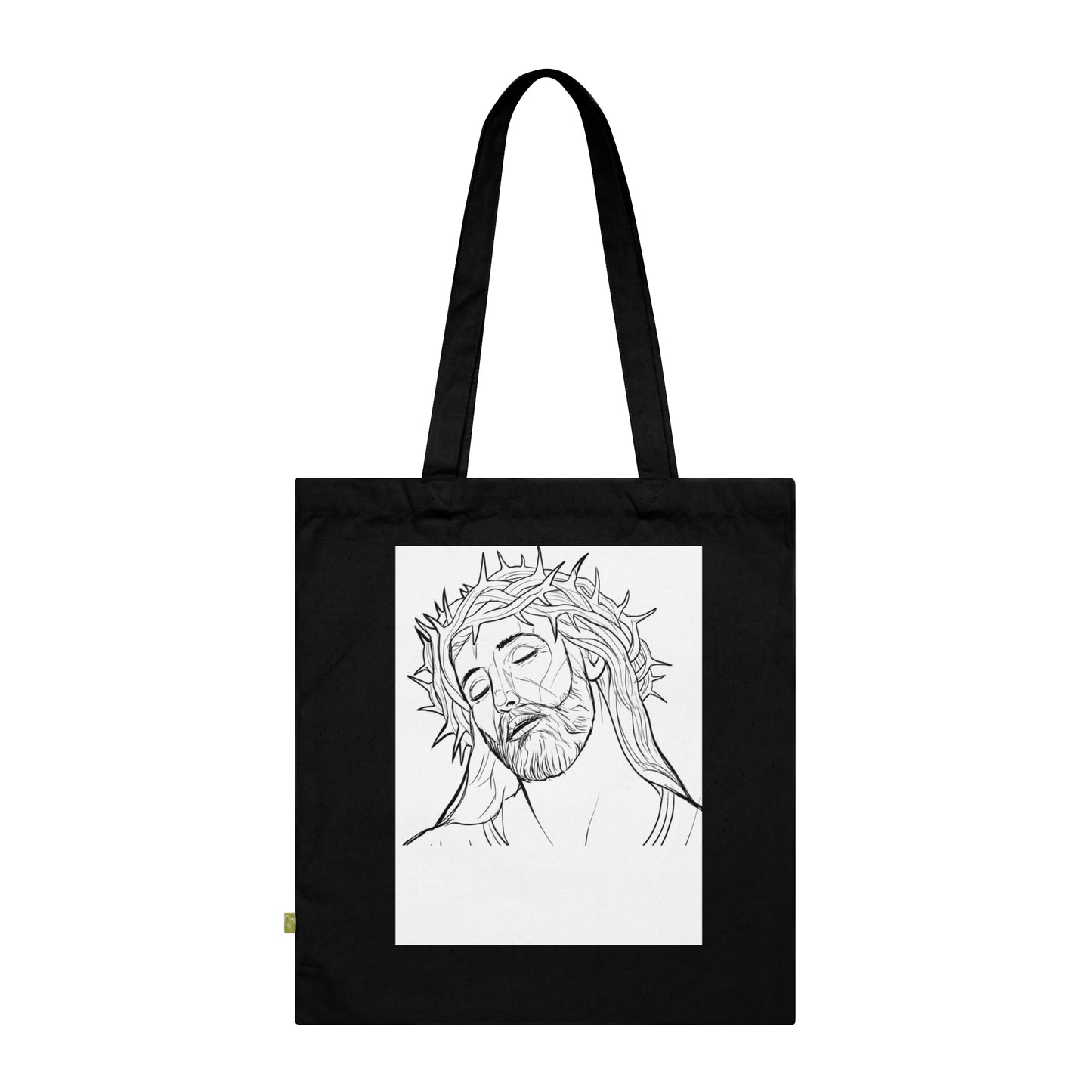 Bolsa de algodón orgánico con diseño artístico de Jesús - Bolsa ecológica para el uso diario.