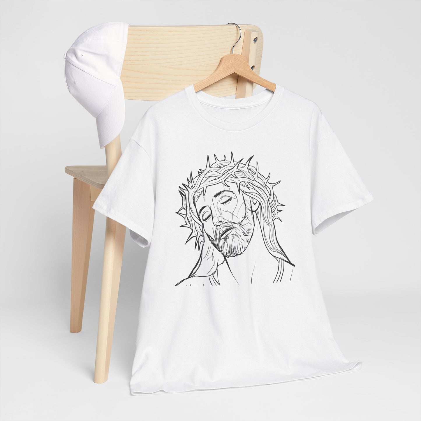 Unisex thick cotton t-shirt with inspirational Jesus design